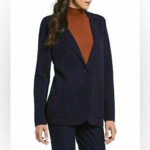 Eileen Fisher Merino Wool Double Knit Notch Collar Cardigan